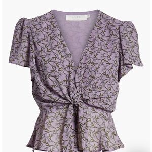 ASTR Purple Floral Knot-Front Blouse